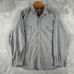 Vintage OshKosh Bgosh Flannel Shirt Mens 2XL Gray Heavyweight Workwear Button Up
